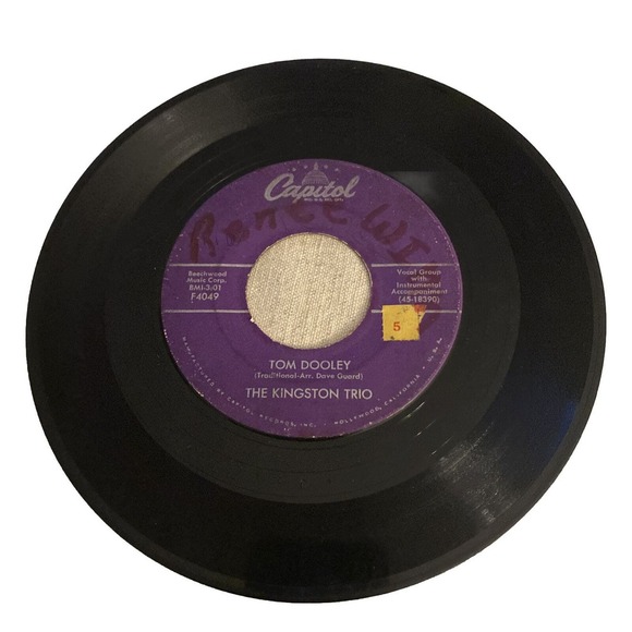 Ruby Red Tom Dooley Kingston Trio 45 RPM Vinyl Record Vintage Folk Music - Picture 1 of 2